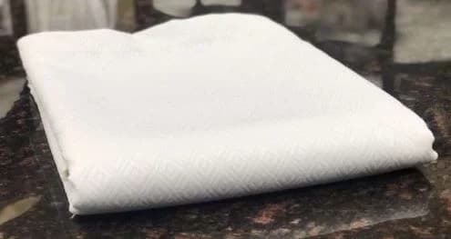 Full 84x96 Bed Topper 100% Polyester White Jacquard  Design - Image 1