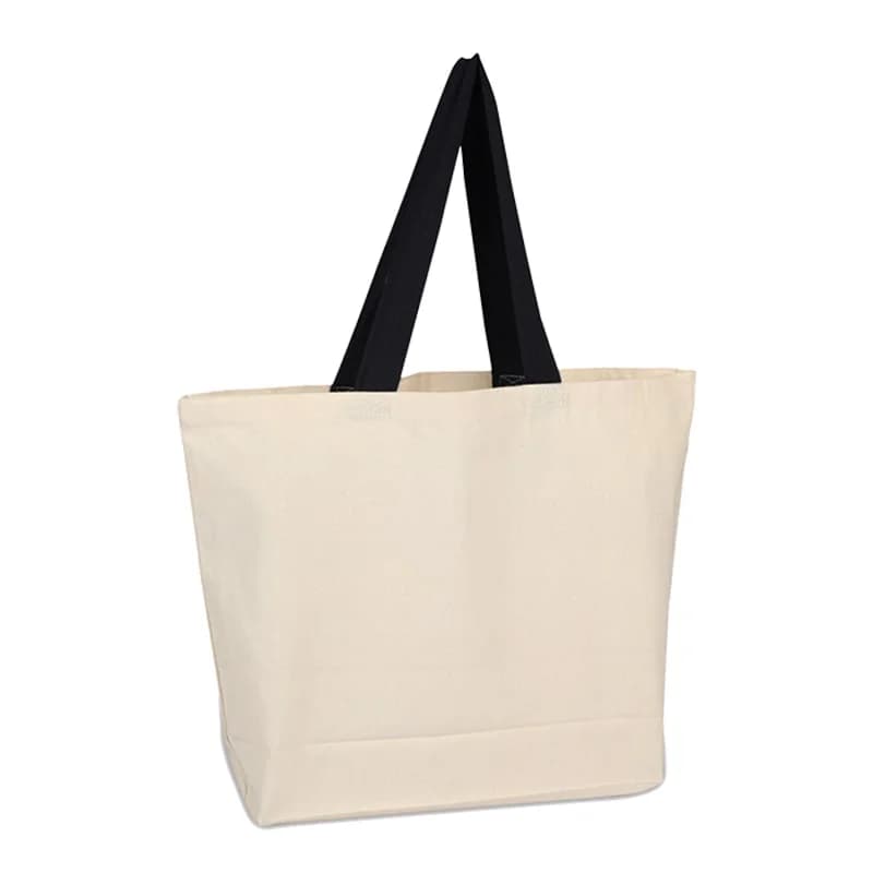 Heavy Canvas Beach Bag with Colored Handles - Image 1