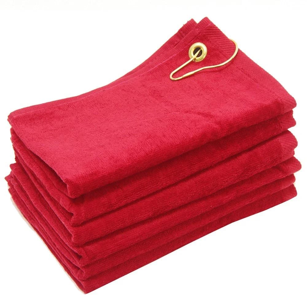 Red 11x18 Terry Velour Golf Towels with Grommet & Hook