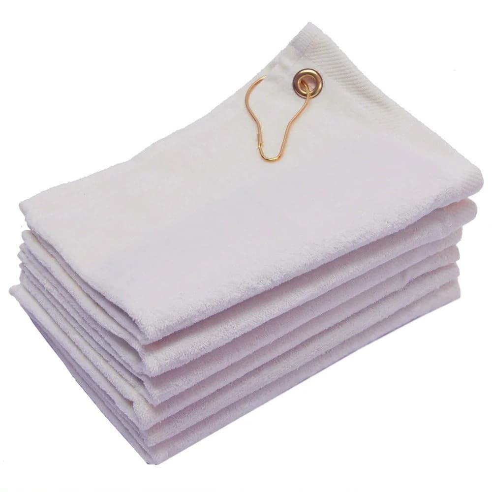 White 11x18 Terry Velour Golf Towels with Grommet & Hook