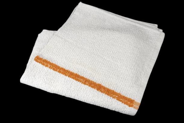 17x20 Super Terry White Bar Towel Orange Center Stripe (100% Cotton) 30 ozs - Image 1
