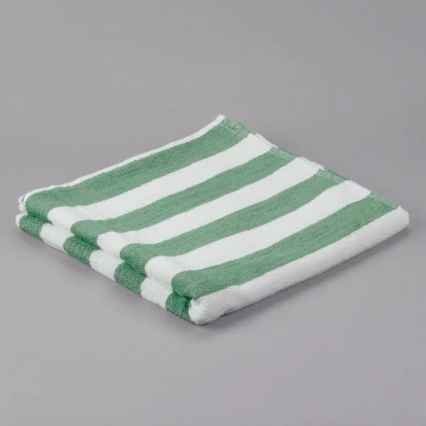 30x60 Green Stripe Bleach Safe Pool Towels (100% Cotton) 9 lbs - Image 1