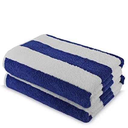 30x62 Royal Blue Cabana Stripe Pool Towels 12.5 lbs (100% Cotton) - Image 1