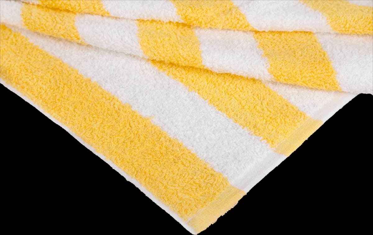 35x70 Yellow Cabana Stripe Pool Towels Bleach Safe w/ Twill Dobby Hem 20 lbs - Image 1