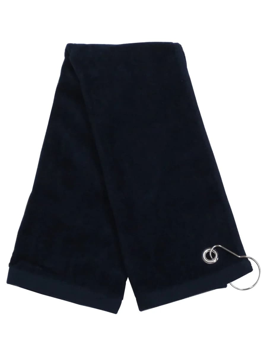 Black Tri-Fold Golf Towel,16x25 w/Grommet and Hook