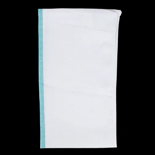 15x26 White Herringbone Kitchen Towels (100% Cotton) Green Center Stripe 24 ozs