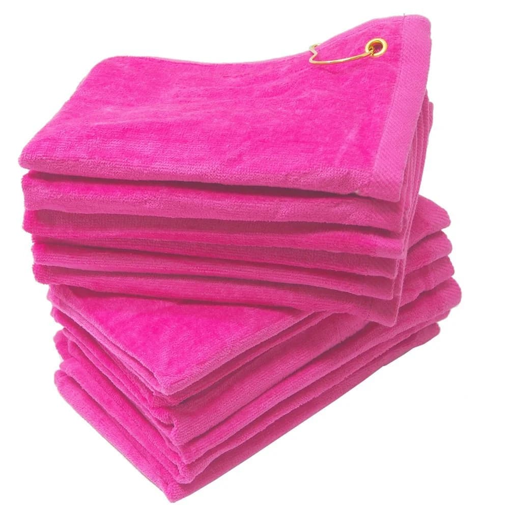 Hot Pink 11x18 Terry Velour Golf Towels with Grommet & Hook
