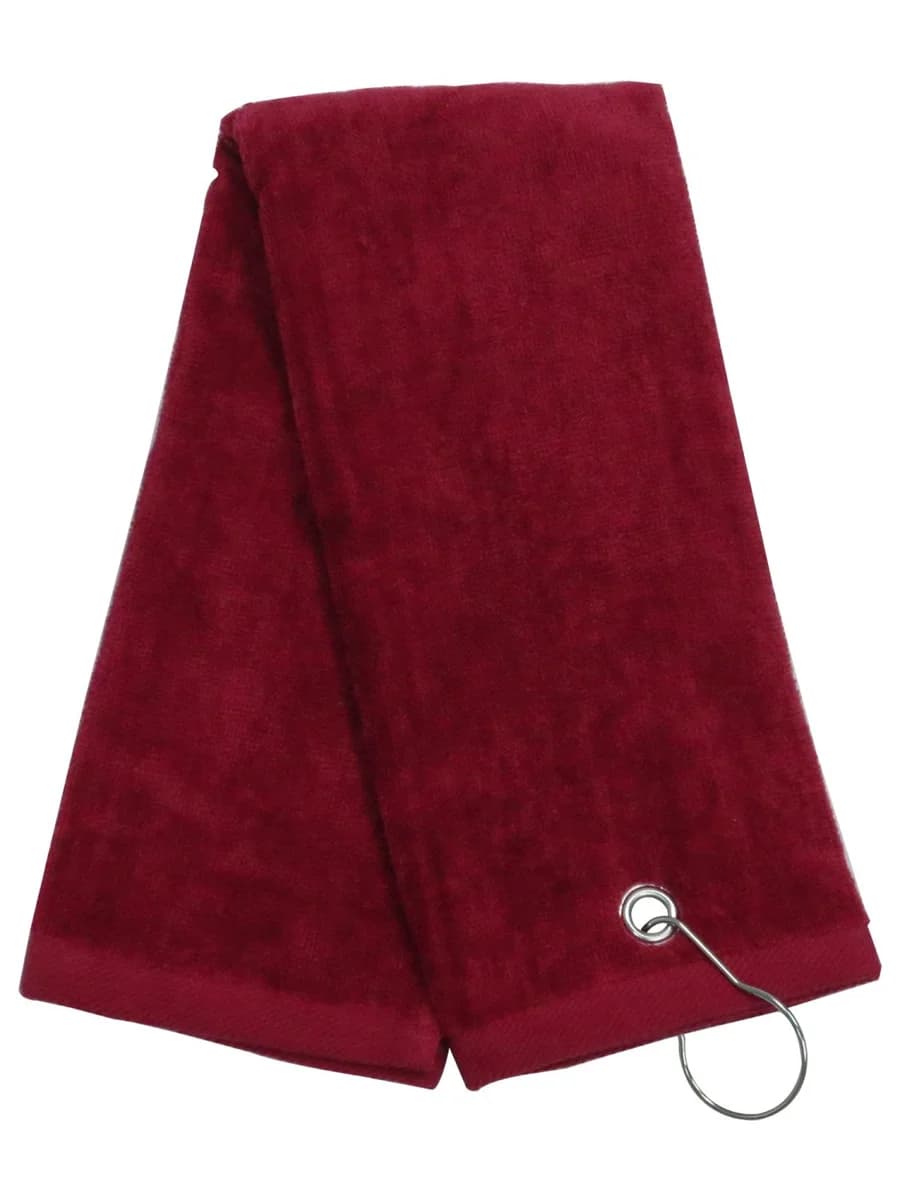 Maroon Tri-Fold Golf Towel,16x25 w/Grommet and Hook