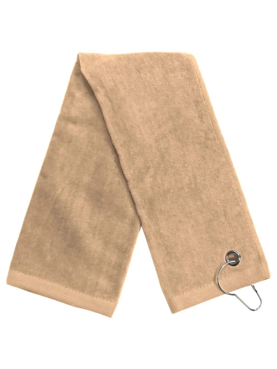 Natural Tri-Fold Golf Towel,16x25 w/Grommet and Hook