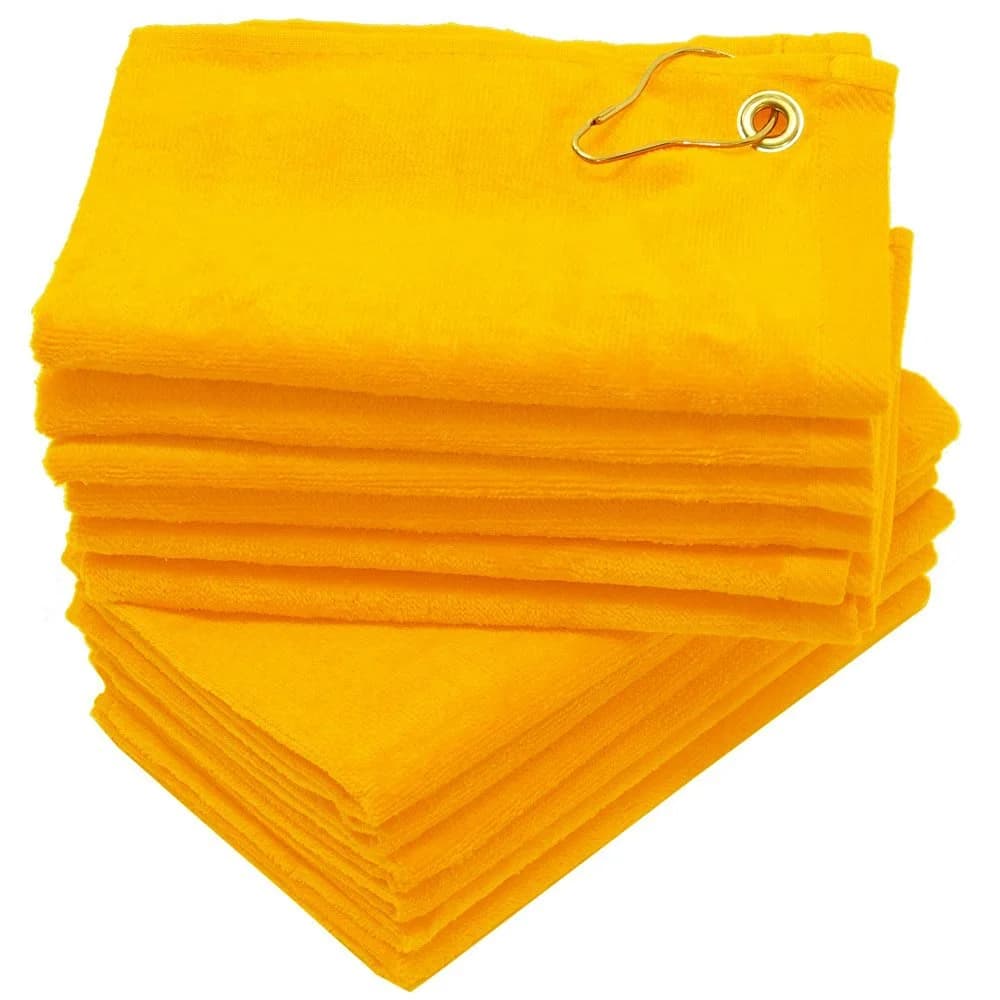 Yellow 11x18 Terry Velour Golf Towels with Grommet & Hook