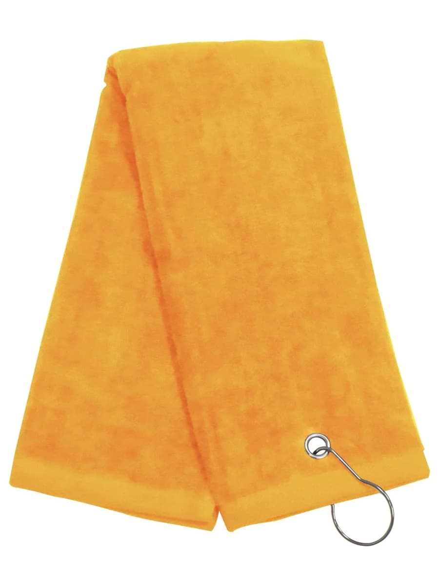 Yellow Tri-Fold Golf Towel,16x25 w/Grommet and Hook