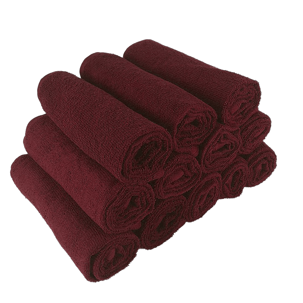 16 x 27 100% Ring Spun Cotton Burgundy Hand Towel 3 lb. - 12/Pack